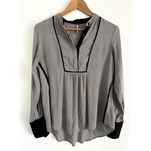 Free People Blouse with Pinstripe and Half Button-Up Top Size, fits oversized